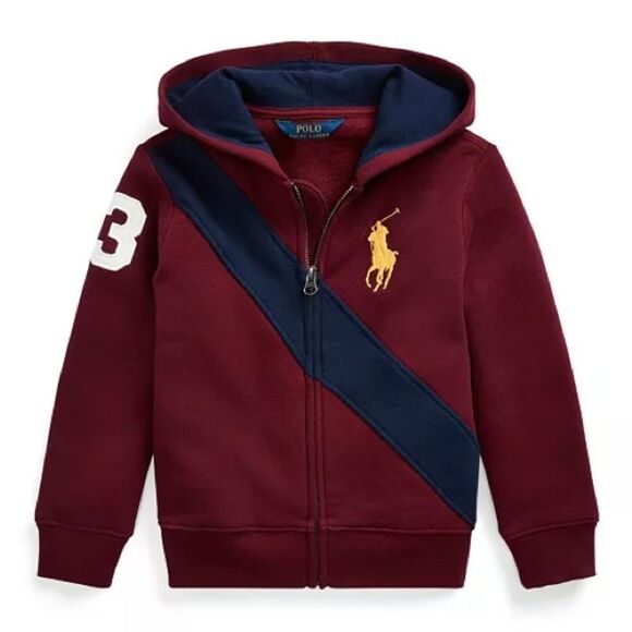 RALPH LAUREN Polo 14/16 Big Pony Fleece Rugby Hoodie